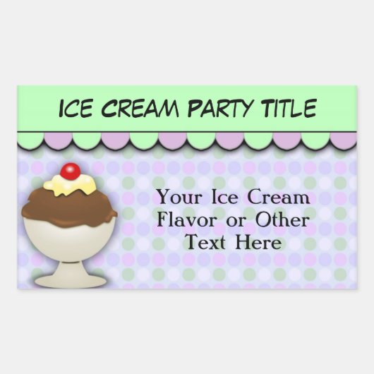 Ice Cream Party, pastel Sweet Shoppe Rechthoekige Sticker (Voorkant)