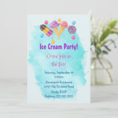 Ice Cream Party Popsicle lollipop Party Uitnodigen Kaart (Staand voorkant)
