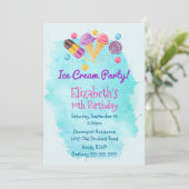 Ice Cream Party Popsicle lollipop Verjaardag Uitno Kaart (Staand voorkant)