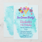 Ice Cream Party Popsicle lollipop Verjaardag Uitno Kaart (Voorkant / Achterkant)