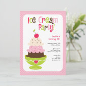 Ice Cream Party - Roze, groen en bruin Kaart (Staand voorkant)