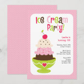 Ice Cream Party - Roze, groen en bruin Kaart (Voorkant / Achterkant)