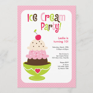 Ice Cream Party - Roze, groen en bruin Kaart