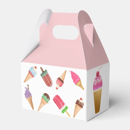 Ice Cream Party Roze Witte ijsjes Bedankdoosjes (Achterkant)