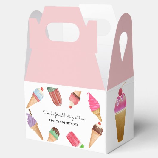 Ice Cream Party Roze Witte ijsjes Bedankdoosjes (Geopend)