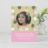 Ice Cream Party Verjaardagsfoto Kaart (Staand voorkant)