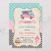 Ice Cream party verjaardaguitnodiging Kaart (Voorkant / Achterkant)