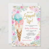Ice Cream Pastel Flowers Bridal Shower Invitation Kaart (Voorkant)