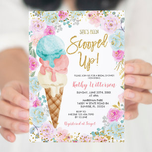 Ice Cream Pastel Flowers Bridal Shower Invitation Kaart