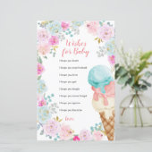 Ice Cream Pastel Flowers wenst Baby Kaart (Staand voorkant)