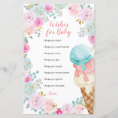 Ice Cream Pastel Flowers wenst Baby Kaart (Voorkant)