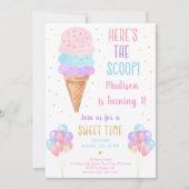 Ice Cream Pastel Hier is de Scoop Birthday Kaart (Voorkant)