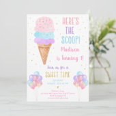 Ice Cream Pastel Hier is de Scoop Birthday Kaart (Staand voorkant)