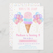 Ice Cream Pastel Hier is de Scoop Birthday Kaart (Voorkant / Achterkant)