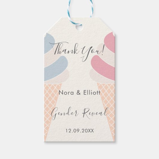 Ice Cream Pastel Kleur Geslacht Reveal Dank u Cadeaulabel (Voorkant)