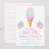 Ice Cream Pastel Rainbow Birthday Kaart (Voorkant / Achterkant)