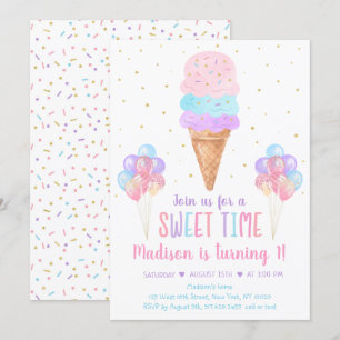 Ice Cream Pastel Rainbow Birthday Kaart