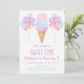 Ice Cream Pastel Rainbow Birthday Kaart (Staand voorkant)