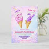 Ice Cream Pastel Sparkle 6-7 Kids Birthday Party Kaart (Staand voorkant)