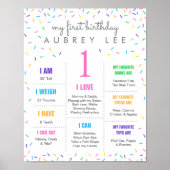 Ice Cream Pastel Sprinkles meisje eerste verjaarda Poster (Voorkant)