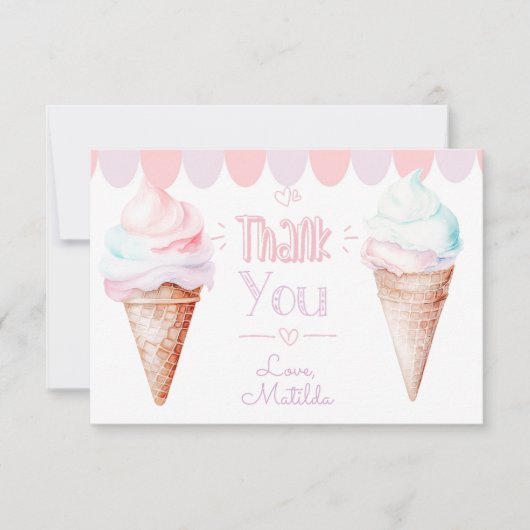 Ice cream pastel verjaardag dank u kaart (Voorkant)