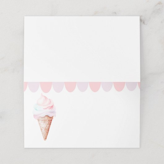 Ice cream pastel verjaardagsvoedselkaart plaatskaartje (Buitenkant ongevouwen)