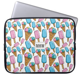 Ice Cream Pattern aangepaste monogram laptophoezen Laptop Sleeve