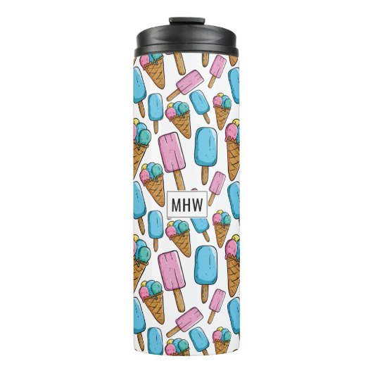 Ice Cream Pattern aangepaste monogram tumbler Thermosbeker (Voorkant)