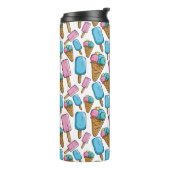 Ice Cream Pattern aangepaste monogram tumbler Thermosbeker (Gedraaid links)