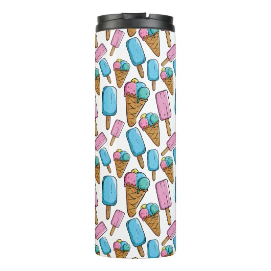 Ice Cream Pattern aangepaste monogram tumbler Thermosbeker (Achterkant)