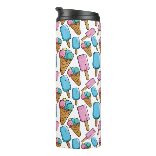 Ice Cream Pattern aangepaste monogram tumbler Thermosbeker (Geroteerd rechts)
