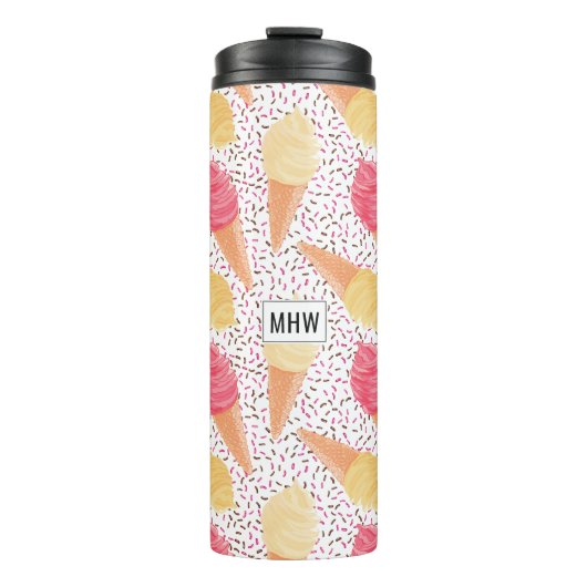 Ice Cream Pattern aangepaste monogram tumbler Thermosbeker (Voorkant)