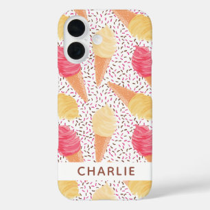 Ice Cream Pattern, aangepaste naam telefoongevalle iPhone 16 Hoesje