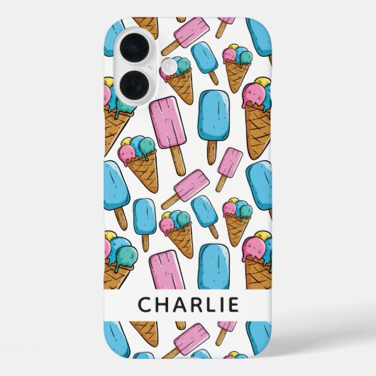 Ice Cream Pattern, aangepaste naam telefoongevalle Case-Mate iPhone Case (Achterkant)
