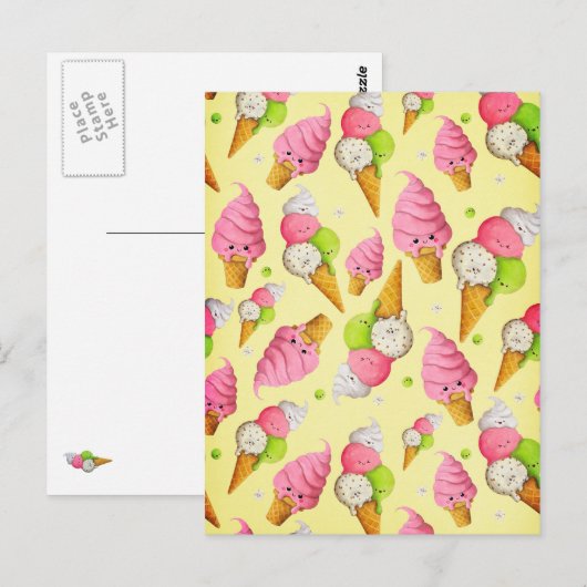 Ice Cream Pattern Briefkaart (Voorkant / Achterkant)