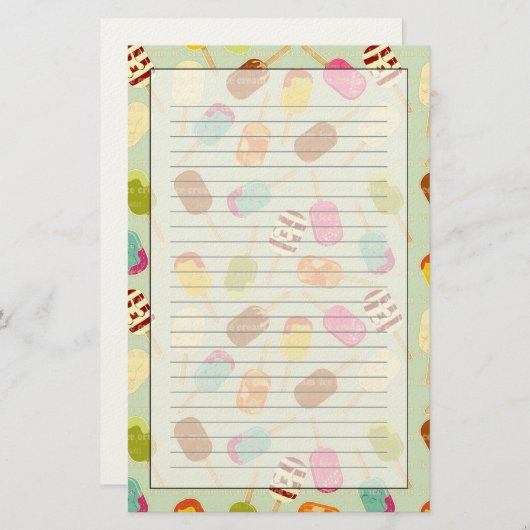 Ice Cream Pattern Briefpapier (Voorkant / Achterkant)
