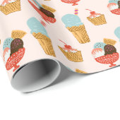 Ice Cream Pattern Doodle Art Cadeaupapier (Rol Hoek)