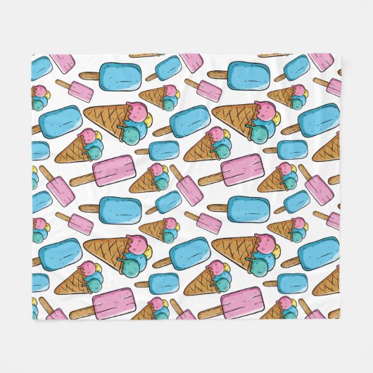 Ice Cream Pattern fleece dekens (Voorkant (Horizontaal))