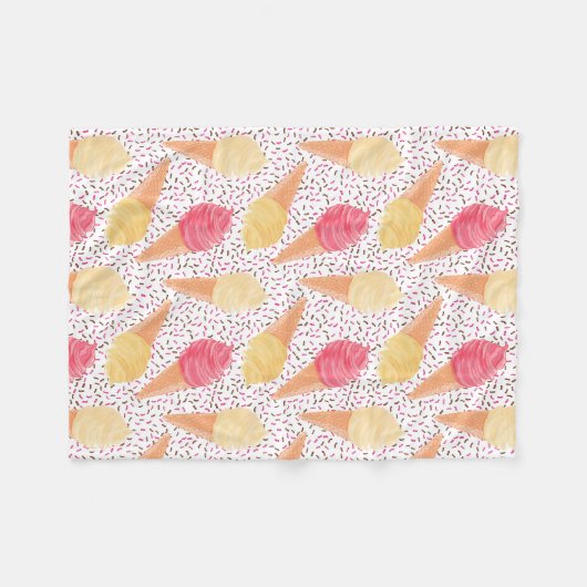 Ice Cream Pattern fleece dekens (Voorkant (Horizontaal))