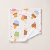 Ice Cream Pattern, Ice Cream Cone, Ice Popsicle Bad Handdoek (Wasdoekje)