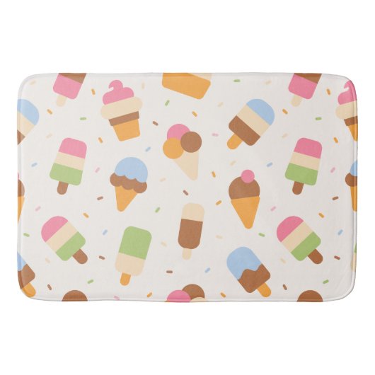 Ice Cream Pattern, Ice Cream Cone, Ice Popsicle Badmat (Voorkant)