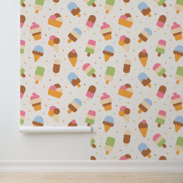 Ice Cream Pattern, Ice Cream Cone, Ice Popsicle Behang
