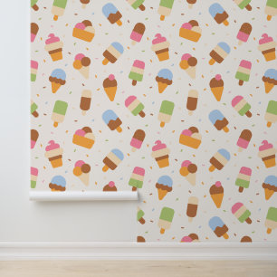 Ice Cream Pattern, Ice Cream Cone, Ice Popsicle Behang