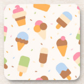 Ice Cream Pattern, Ice Cream Cone, Ice Popsicle Bier Onderzetter (Voorkant)