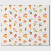 Ice Cream Pattern, Ice Cream Cone, Ice Popsicle Cadeaupapier (Vlak)
