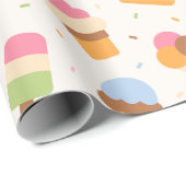 Ice Cream Pattern, Ice Cream Cone, Ice Popsicle Cadeaupapier (Rol Hoek)