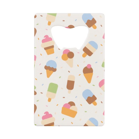 Ice Cream Pattern, Ice Cream Cone, Ice Popsicle Creditkaart Flessenopener (Voorkant)