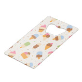 Ice Cream Pattern, Ice Cream Cone, Ice Popsicle Creditkaart Flessenopener (Achterkant Gekanteld)
