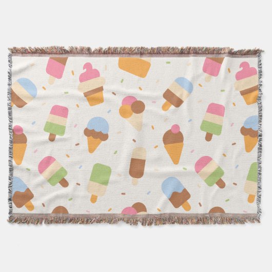 Ice Cream Pattern, Ice Cream Cone, Ice Popsicle Deken (Voorkant)