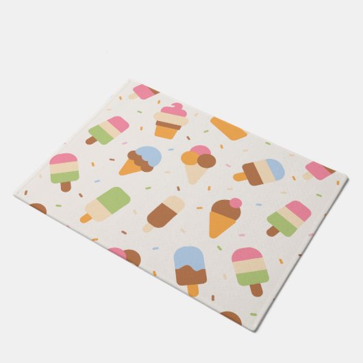 Ice Cream Pattern, Ice Cream Cone, Ice Popsicle Deurmat (Schuin)